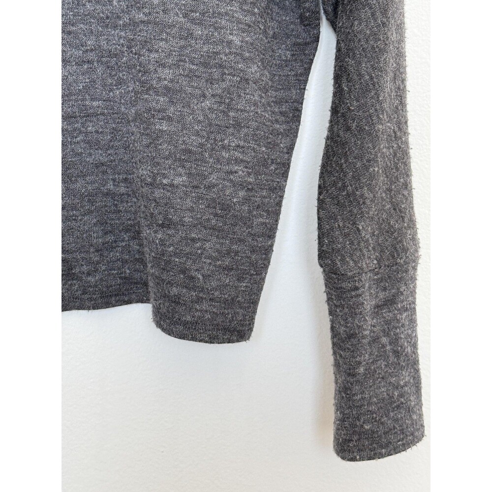 THML Sweater Womens Small Gray Embroidered Bird Floral Mock Neck Dolman Knit - Picture 6 of 8
